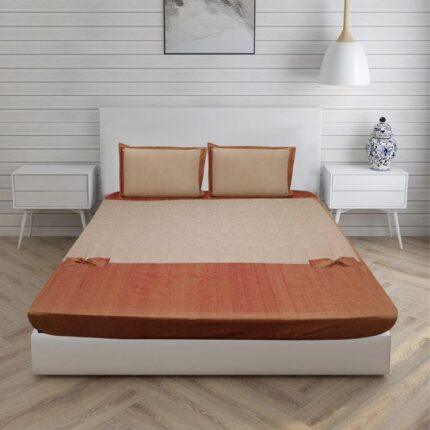 Stripe Brown & Grey Fitted Bedsheet Set