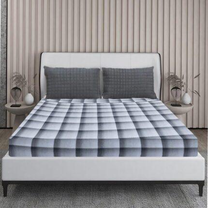 Shadow Grid Fitted Bedsheet in Charcoal Tones
